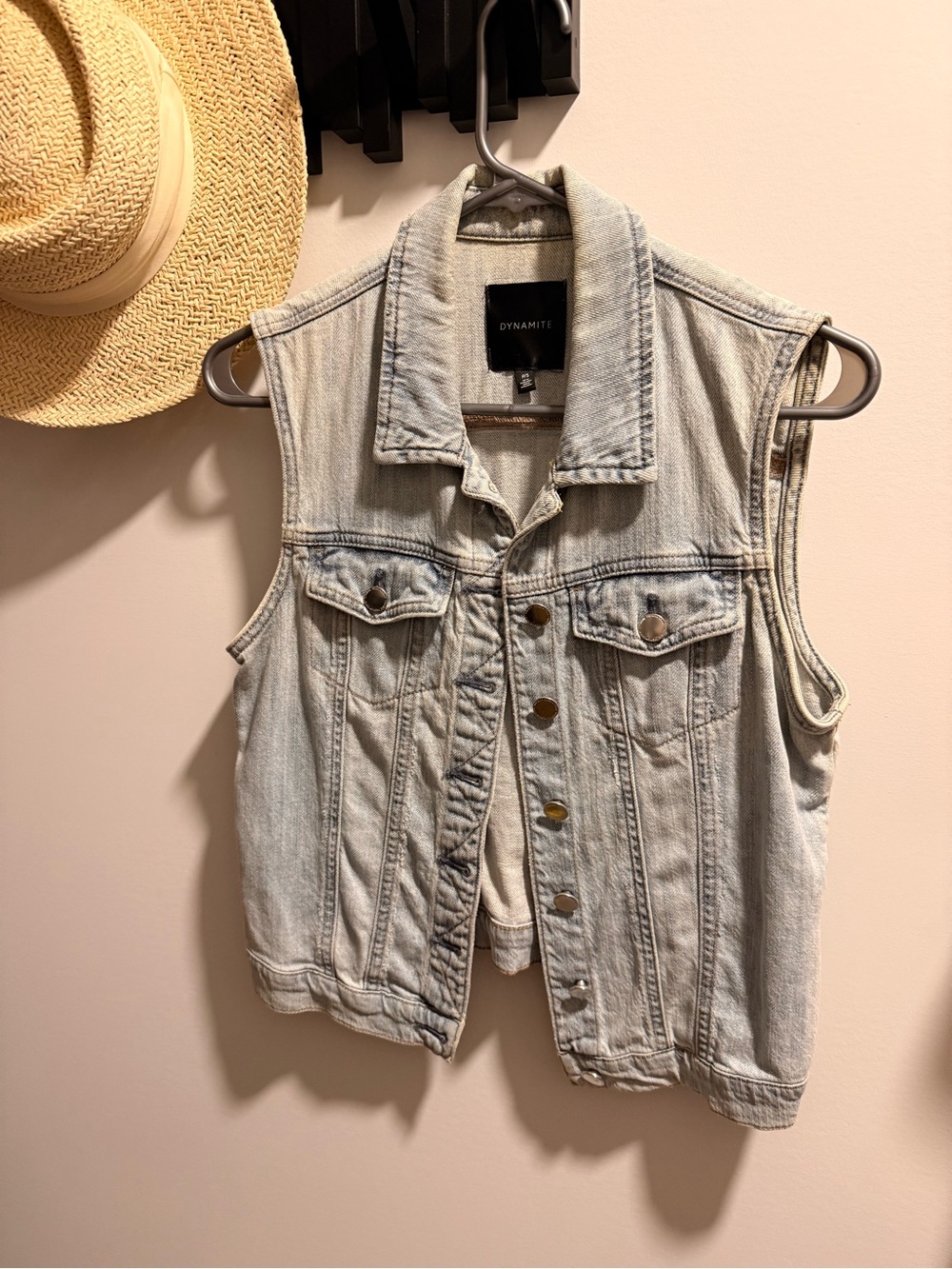 Dynamite Light Wash Denim Sleeveless Jacket